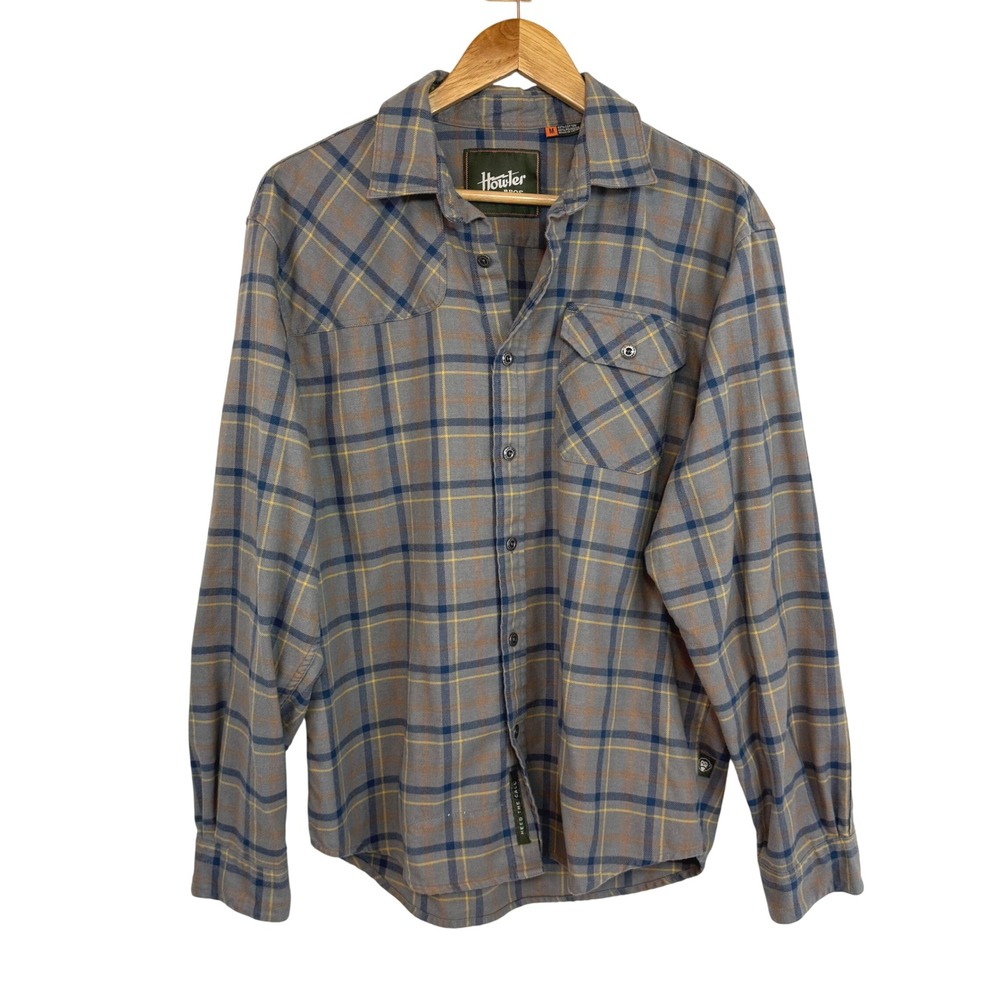 Howler Brothers Harkers Flannel Shirt Mens M Gray Plaid Outdoor Gorpcore Hiking